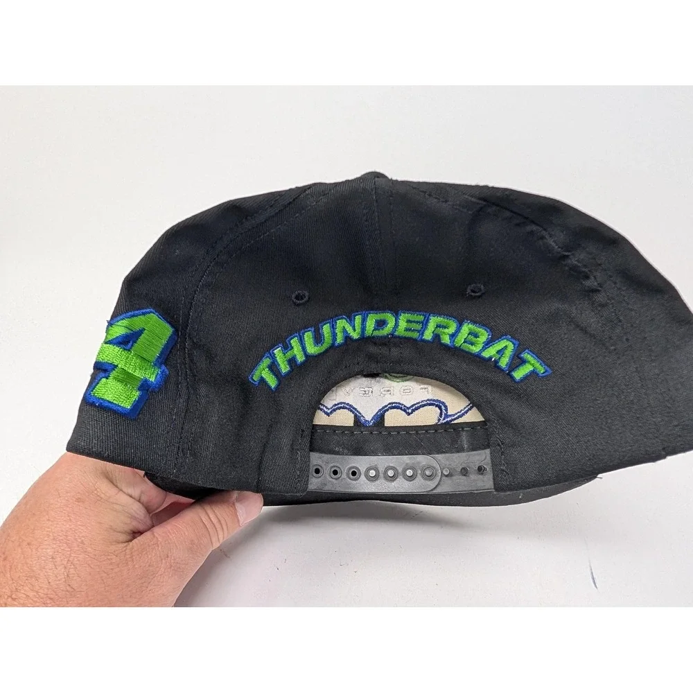 VINTAGE Bill Elliott Batman Forever Hat Cap Snap Back Mens One Size Black NASCAR